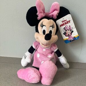 Disney Minnie Mouse Pink & Black 9” Plush Toy NWT